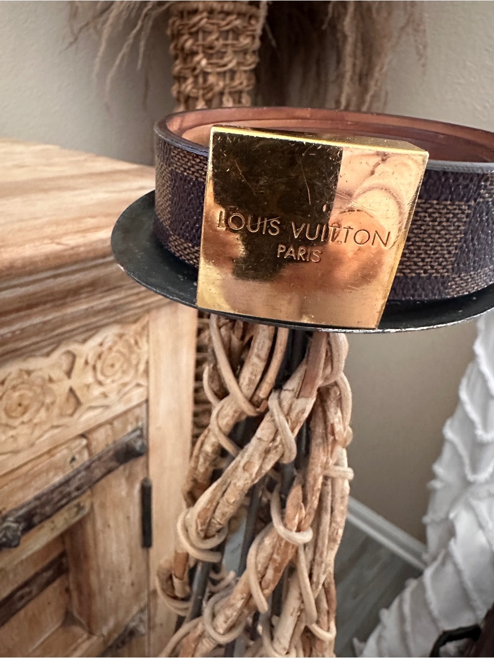 Louis Vuitton Belt Browns Gold Damier
